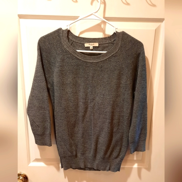 Madewell Gray 3/4 Sleeve Crew Neck Sweater size Medium - Picture 5 of 7